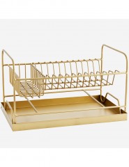 GOA DISH RACK WITH TRAY ANTIQ BRASS FINISH 